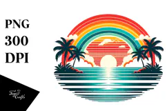 Retro Rainbow Sunset Clipart Tshirt, 20 oz Tumbler Product Image 1