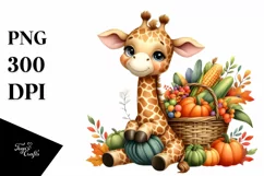 Quirky Baby Giraffe with Vegetables | Sublimation | Clipart Product Image 3