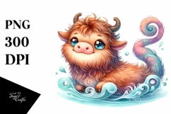 Playful Ox Baby Swimming | Sublimation | Clipart Product Image 3