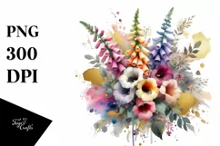 Abstract Colorful Bouquet, Gold Foil | Sublimation | Clipart Product Image 1