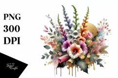 Colorful Bouquet with Foxglove | Sublimation | Clipart Product Image 1