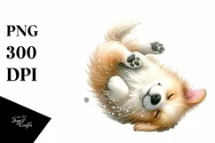 Cute Dog Tumbling Snowflakes PNG Product Image 1
