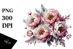 Material Peonies with Metallic Insertions PNG Product Image 1