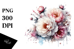 Material Peonies with Metallic Insertions PNG Product Image 1
