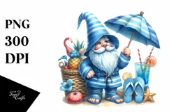 Beach Gnome Azur Watercolor Sticker Clipart Product Image 3