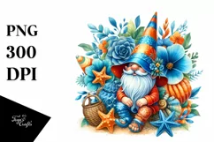 Beach Gnome Azur Watercolor Sticker Clipart Product Image 3