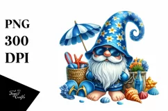 Beach Gnome Azur Watercolor Sticker Clipart Product Image 3