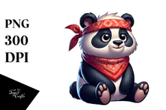 Silly Cartoon Panda Sitting PNG Product Image 1