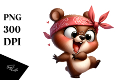 Cute Bear with Bandana, Over-the-Top Excitement PNG Product Image 1