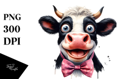 Funny Cow with Bow PNG Product Image 1