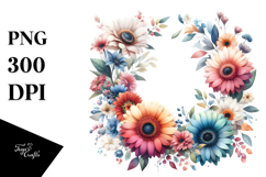 Colorful Gerbera Floral Frame PNG Product Image 1