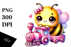 Colorful Baby Bee with Small Train PNG Product Image 1