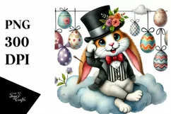 Watercolor Goofy Bunny with Suit PNG Product Image 1