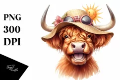 Cow Enthusiastic Highland Cow Sun Hat | Clipart Product Image 1