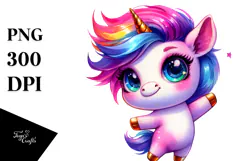 Cool Haircut Unicorn, Cheerful PNG Product Image 1