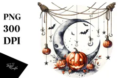 Spooky Half Moon with Jacko Landerns PNG Product Image 1