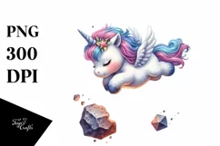 Colorful Baby Unicorn Diving Meteor | Sublimation | Clipart Product Image 3
