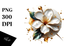 Abstract Gardenia Watercolor Splash PNG Product Image 1