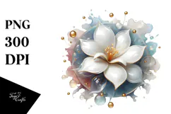 Abstract Gardenia Watercolor Splash PNG Product Image 1