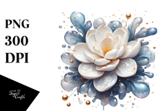 Abstract Gardenia Watercolor Splash PNG Product Image 1