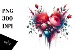 Red Heart Paintbrush Style PNG Product Image 1