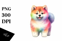 Cute Colorful Akita Sublimation Clipart Product Image 1