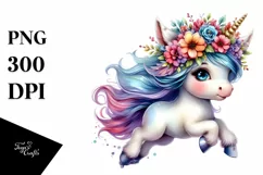 Running Baby Unicorn PNG Product Image 3