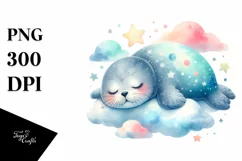 Colorful Small Baby Seal Sleeping Stars | Sublimation | Product Image 1