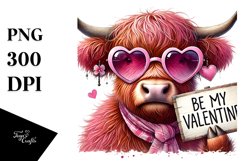 Detailed Pink Highland Cow with Large Heart Shaped Product Image 1