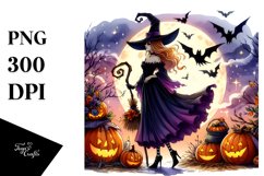 Simple Witch Halloween Scene Clipart Product Image 3