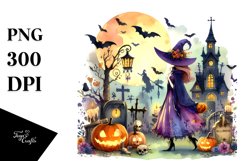 Simple Witch Halloween Scene Clipart Product Image 3