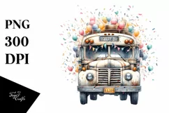 Vintage Dirty Bus with Confetti | Clipart Product Image 1