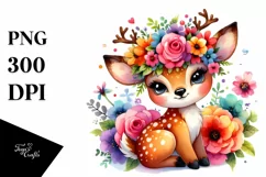 Cute Cartoon Deer Flower Crown Clipart Product Image 3