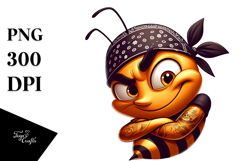 Mischievous Bee with Human-Like Eyebrows PNG Product Image 1
