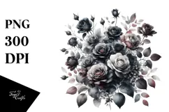Colorful Black Roses Glossy PNG Product Image 1