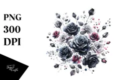 Colorful Black Roses Glossy PNG Product Image 1