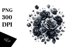 Colorful Black Roses Glossy PNG Product Image 1