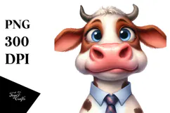 Cute Cow with Tie, Transparent PNG Product Image 1