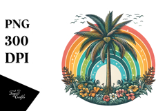 Retro Tropical Tree Rainbow PNG Product Image 1