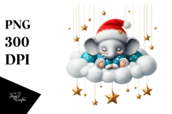Vibrant Cute Baby Elephant Sleeping on Cloud Product Image 1