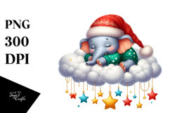 Vibrant Cute Baby Elephant Sleeping on Cloud Product Image 1
