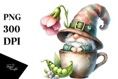 Cute Watercolor GNOME with Big HAT PNG Product Image 1