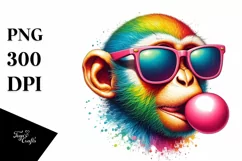 Quirky Monkey Sunglasses Blow Chewing Gum Clipart Product Image 3