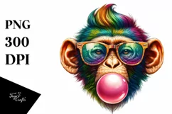 Quirky Monkey Sunglasses Blow Chewing Gum Clipart Product Image 3
