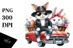 Bunny on Car with Eggs PNG Product Image 1