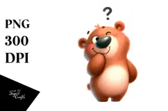 Silly Cartoon Bear Watercolor PNG Product Image 1