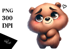 Cute Cartoon Bear with Flower PNG Product Image 1