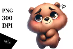 Cute Cartoon Bear with Flower PNG Product Image 1