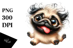 Watercolor Cute Pug, Transparent PNG Product Image 1