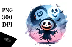 Watercolor Nightmare Halloween Clipart, Transparent PNG Product Image 1